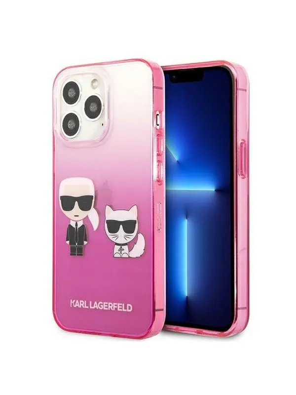 Karl Lagerfeld Gradient Ikonik Karl&Choupette Case for iPhone 13 Pro / iPhone 13 - Pink