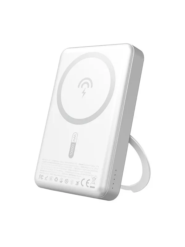 Dudao K28 10000mAh PD 22.5W MagSafe Powerbank with Metal Case and Ring Stand - Silver - 10000 mAh