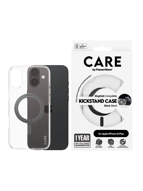 CARE by PanzerGlass Case Feature Black Kickstand & MagSafe iPhone 16 Plus