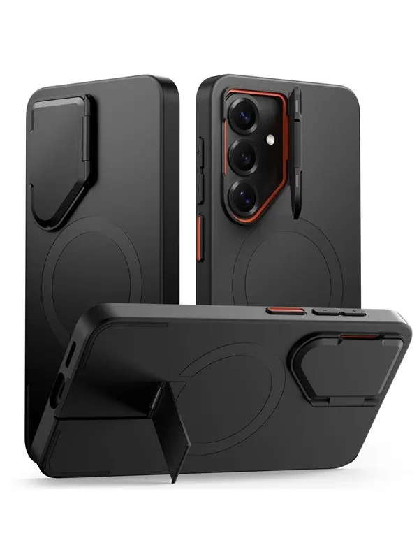 Tech-Protect Kevlar Aura MagSafe Case for Samsung Galaxy S26 - Black & Orange