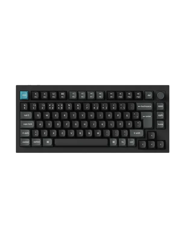 Keychron Q1 Ultra 75% 8K Wireless Tri-Mode - POM Brown - Gaming Keyboard - Utan numpad - Nordisk - Svart
