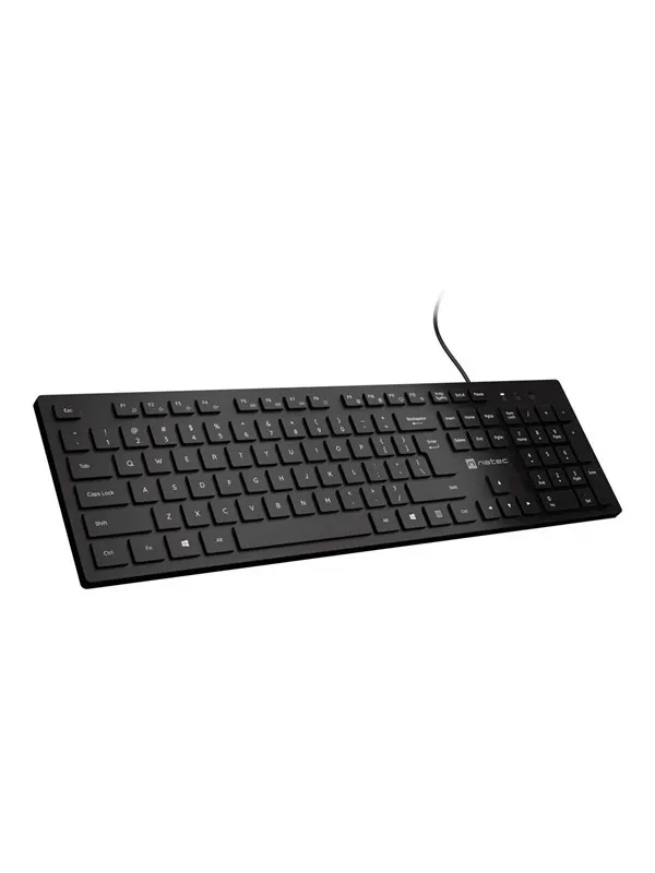 Natec HERRING - keyboard - slim design low profile full size - QWERTY - US - black Input Device - Tangentbord - Engelska (US) - Svart