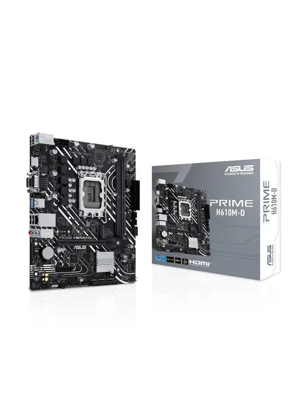 ASUS PRIME H610M-D Moderkort - Intel H610 - Intel LGA1700 - DDR5 RAM - Micro-ATX