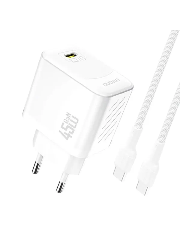 Dudao A28C 45W GaN Wall Charger + USB-C Cable - White