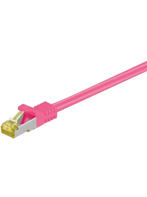 Pro RJ45 patch cord CAT 6A S/FTP (PiMF) 500 MHz with CAT 7 raw cable magenta - Rosa - 0.5m