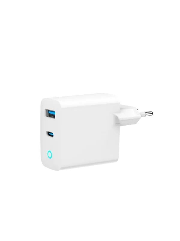 Gembird Universal GaN USB charger with LED QC 3.0 & PD 65W 2-port - White