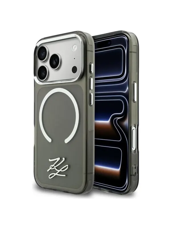 Karl Lagerfeld IML KL Script Logo MagSafe Case for iPhone 17 Pro Max - Black