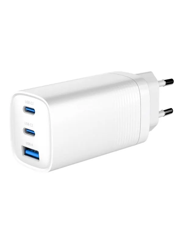 Gembird Universal GaN USB charger QC 3.0 & PD 65W 2-port - White
