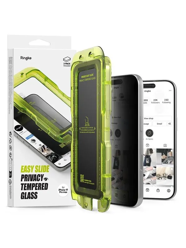 Ringke Easy Slide 2-pack Privacy Glass for iPhone 17 Pro - Black
