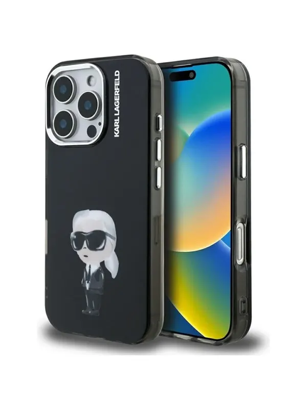Karl Lagerfeld IML Aquarelle Karl & Logo MagSafe Case for iPhone 16 Pro Max - Black