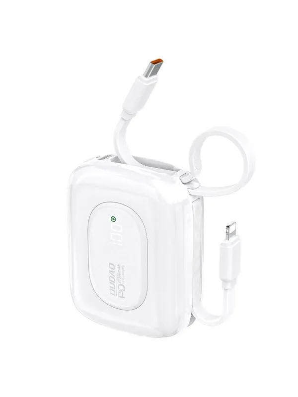Dudao K32 22.5W 10000 mAh Powerbank with Built-in USB-C/ Lightning Cable - White - 10000 mAh