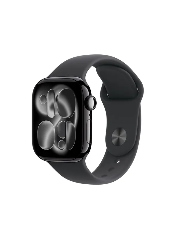Apple Watch Series 11 GPS 42 mm Jet Black aluminiumfodral med svart sportband - S/M
