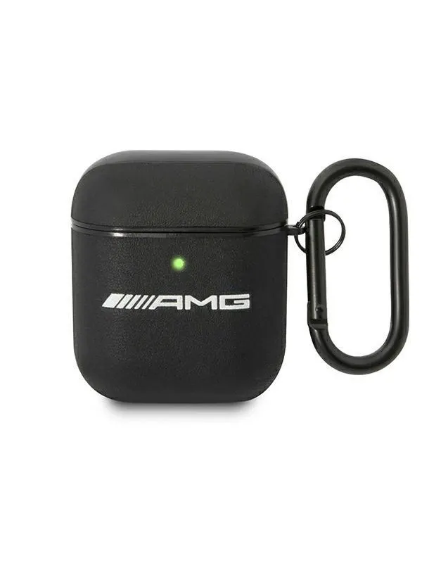 Mercedes AMG Leather Big Logo AirPods Case - Black