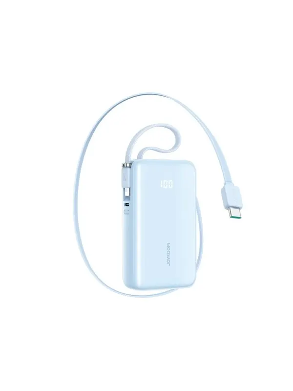 Joyroom JR-PR2L 10000mAh 35W Power Bank with Built-in Retractable USB-C Cable and Lightning Lanyard Cable - Blue - 10000 mAh