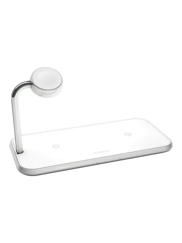 ZENS Dual+Watch Aluminium Wireless Charger White