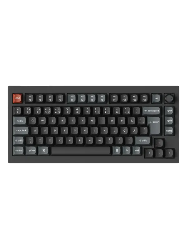 Keychron V1 Ultra 75% 8K Wireless Tri-Mode - POM Red - Gaming Keyboard - Utan numpad - Nordisk - Svart