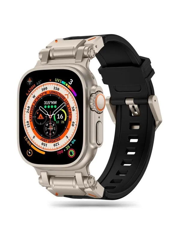 Tech-Protect Delta Pro Strap for Apple Watch 4 / 5 / 6 / 7 / 8 / 9 / SE / Ultra 1 / 2 (42 / 44 / 45 / 49 mm) - Black and Titanium