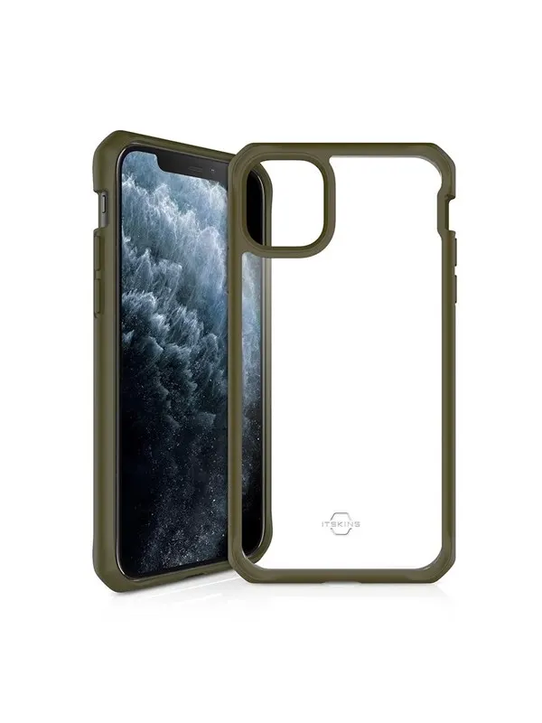 ITSKINS HYBRID SOLID cover for iPhone 11 Pro / XS / X®. Olive green and transparent