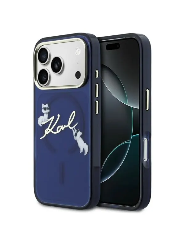 Karl Lagerfeld IML Choupettes Karl Script Logo MagSafe Case for iPhone 17 Pro Max - Blue