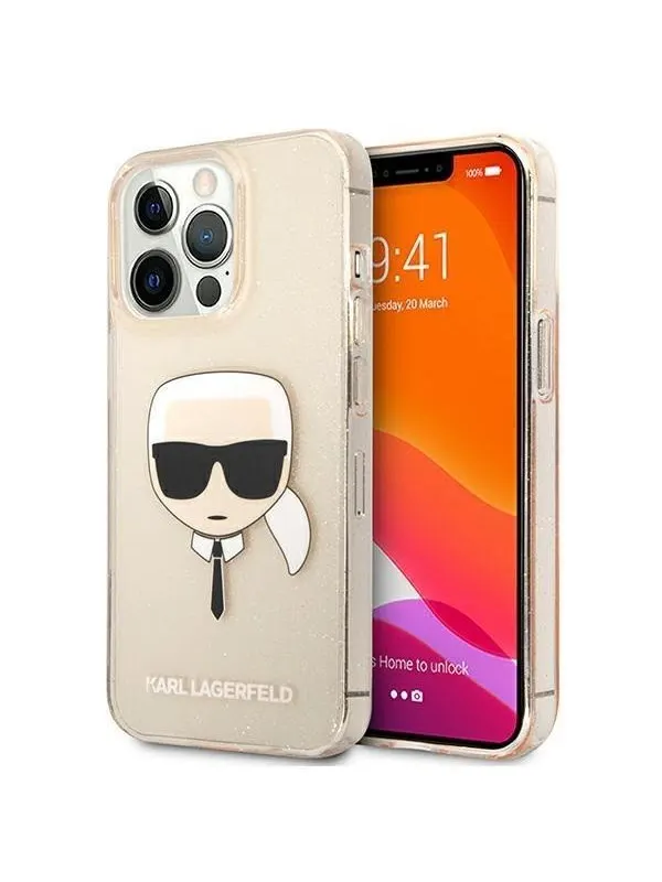 Karl Lagerfeld Glitter Karl's Head Case for iPhone 13 Pro / iPhone 13 - Gold