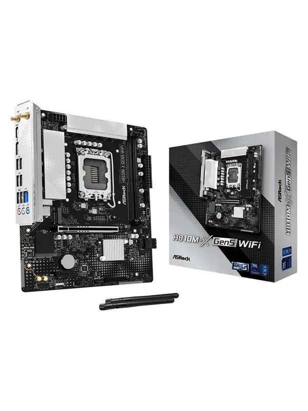 ASRock H810M-X Gen5 WiFi Moderkort - Intel H810 - Intel LGA1851 - DDR5 RAM - Micro-ATX