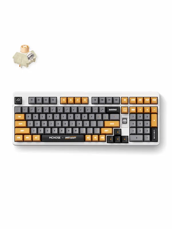 MCHOSE x Unbox Therapy - UT98 Icy Creamsicle (Retro Therapy) - Gaming Tangentbord - Engelska (US) - Vit