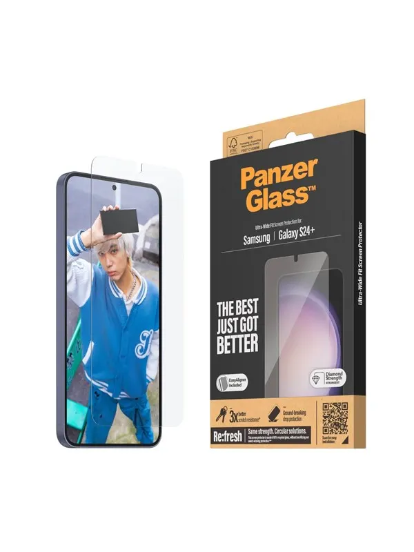 PanzerGlass Screen Protector Samsung Galaxy S24 Plus | Ultra-Wide Fit w. EasyAligner