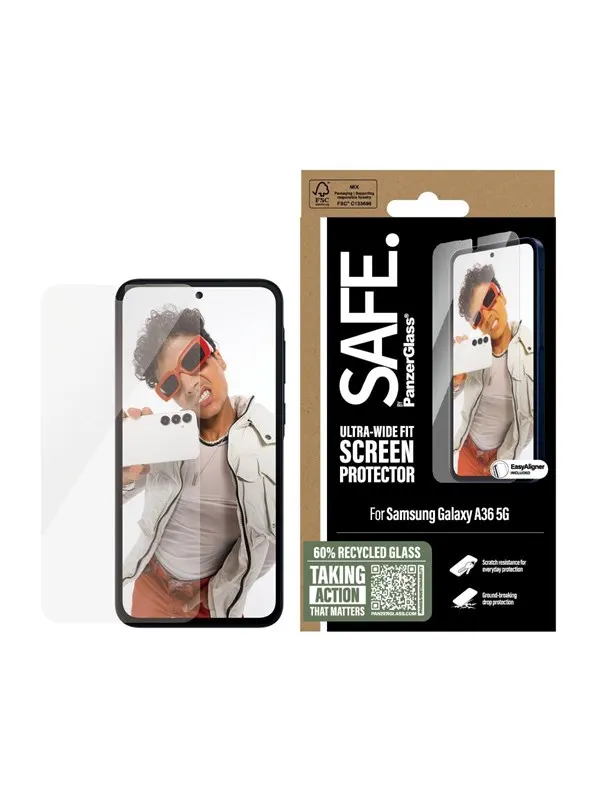 SAFE by PanzerGlass Screen Protector Samsung Galaxy A36 5G | Ultra-Wide Fit w. Aligner