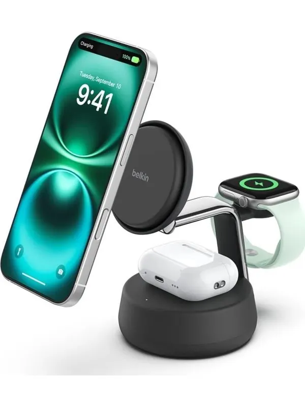 Belkin UltraCharge Pro 25w Qi2 3in1 Magnetic Charger Charcoal