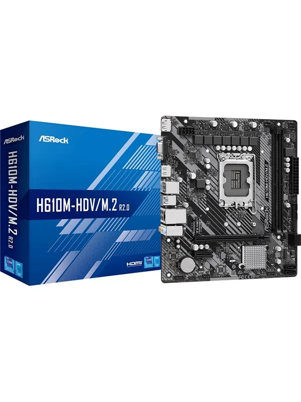 ASRock H610M-HDV/M.2 R2.0 Moderkort - Intel H610 - Intel LGA1700 - DDR4 RAM - Micro-ATX