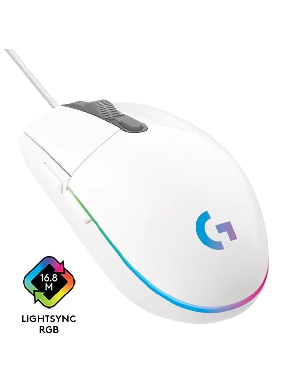 Logitech G203 LIGHTSYNC - White - Gamingmus - Optic - 6 knappar - Vit med RGB ljus
