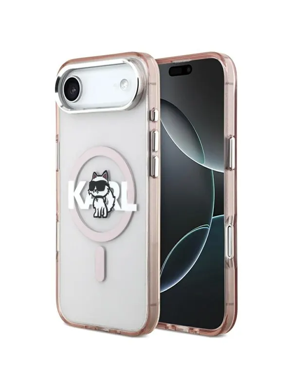 Karl Lagerfeld IML Choupette Sketch Logo MagSafe Case for iPhone 17 Air - Pink