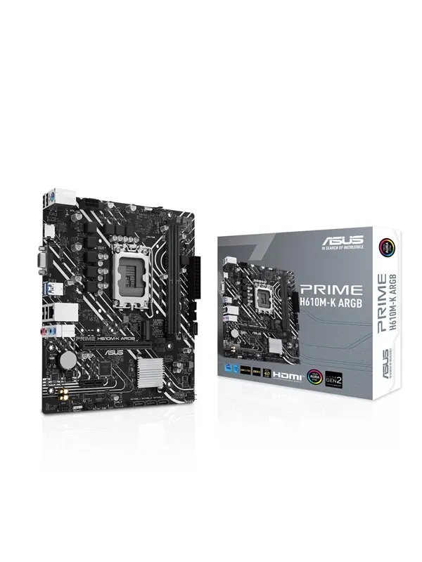 ASUS PRIME H610M-K ARGB Moderkort - Intel H610 - Intel LGA1700 - DDR5 RAM - Micro-ATX