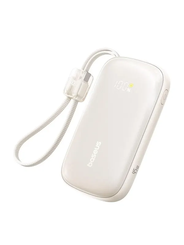Baseus EnerFill FC21 Qpow 3 Ultra 10000mAh 45W Power Bank with Digital Display and Detachable USB-C - Lightning Cable - Titanium - 10000 mAh