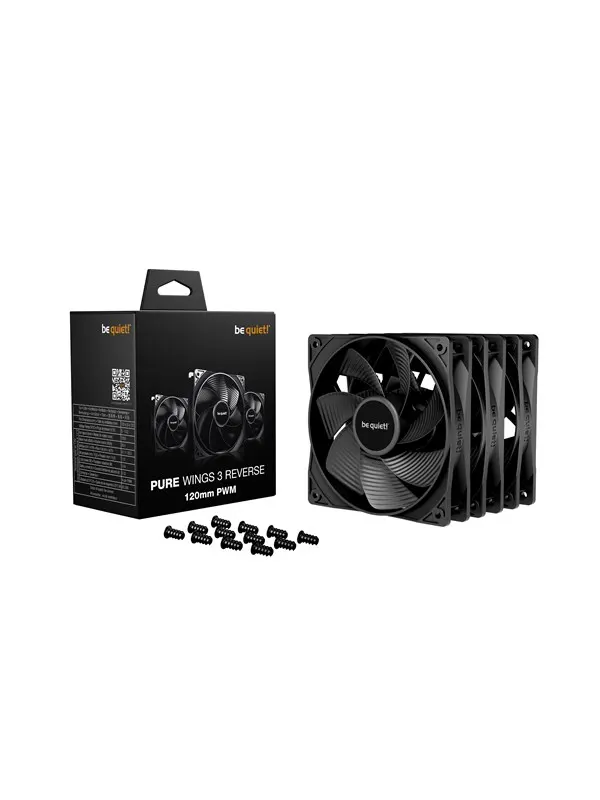 be quiet! PURE WINGS 3 120 Reverse (3-pack) - Chassi fläkt - 120mm - Svart