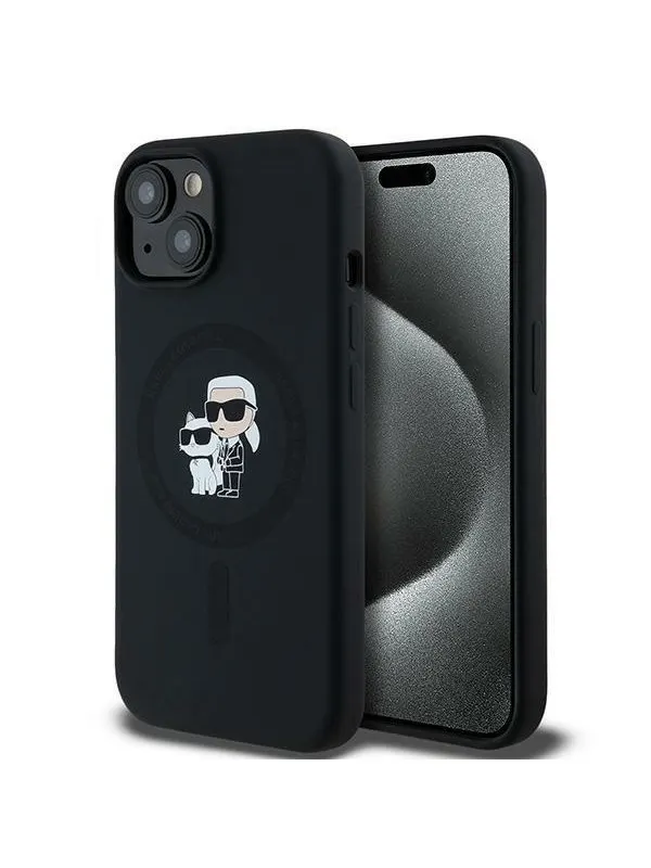 Karl Lagerfeld Silicone Karl&Choupette MagSafe case for iPhone 15 Plus / 14 Plus - black