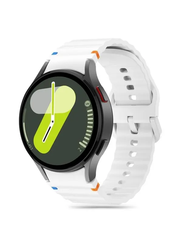 Tech-Protect Silicone Sport Strap for Samsung Galaxy Watch 4 / 5 / 5 Pro / 6 / 7 / FE - White