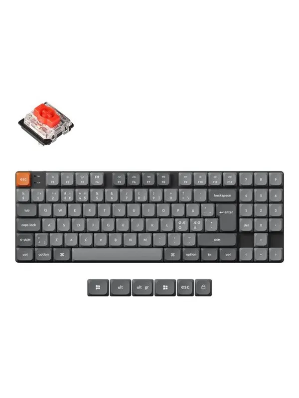 Keychron K13 Max QMK Wireless RGB Hot Swap Low Profile Red - Gaming Keyboard - Utan numpad - Nordisk - Svart