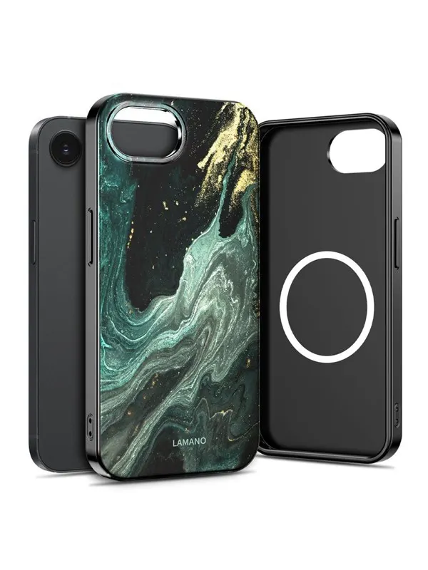 Tech-Protect Lamano MagSafe Case for iPhone 16e / 17e - Black & Green