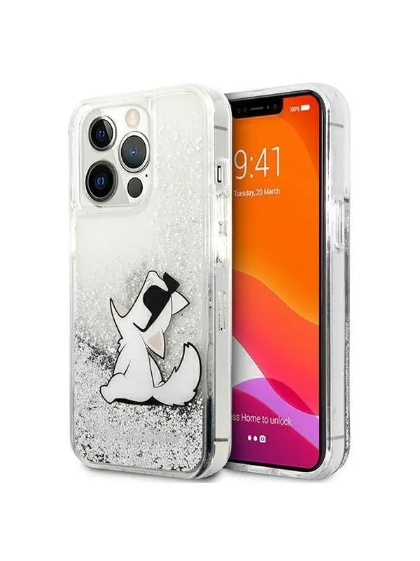 Karl Lagerfeld Liquid Glitter Choupette Fun case for iPhone 13 Pro Max 6.7" - silver