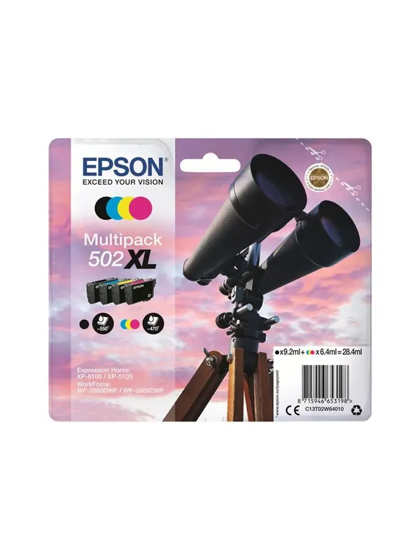 Epson 502XL Multipack - 4 pakker - XL - sort gul cyan magenta - original - blækpatron