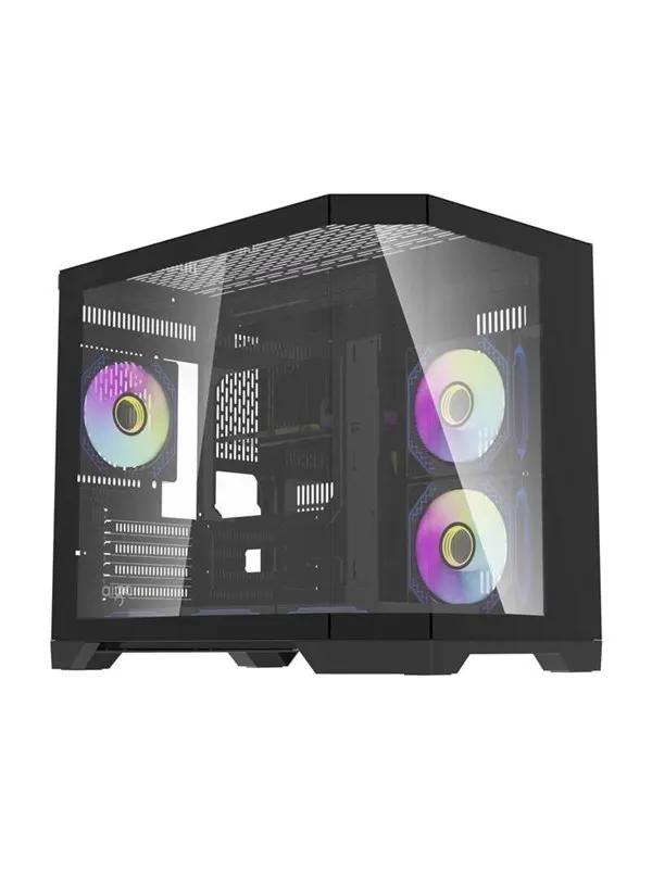 Darkflash FT418 computer case + 6 aRGB fans (black) - Chassi - Minitower - Svart