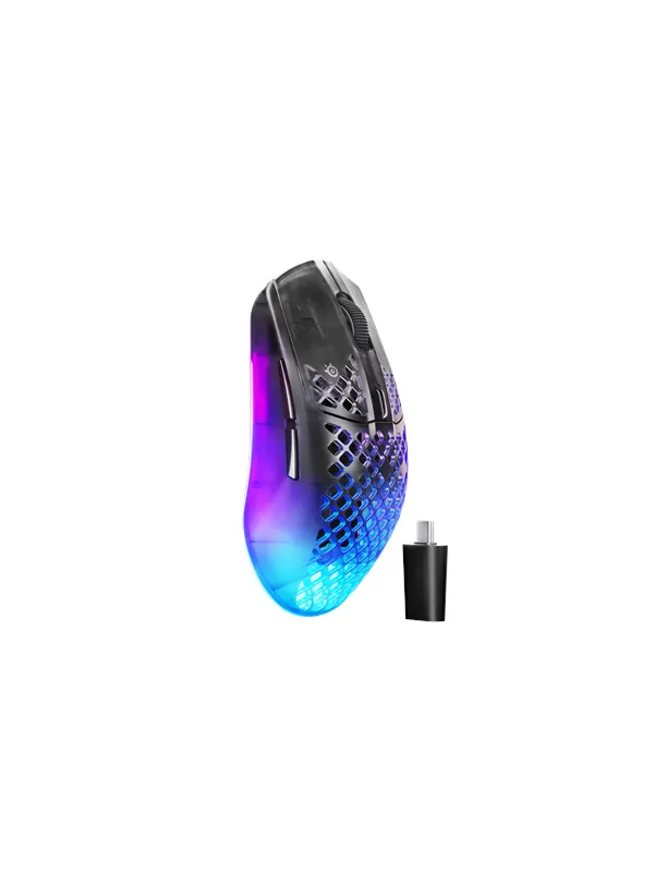 SteelSeries Aerox 3 WL Gen 2 (Shadow) - Gamingmus - Optic - 5 knappar - Svart med RGB ljus