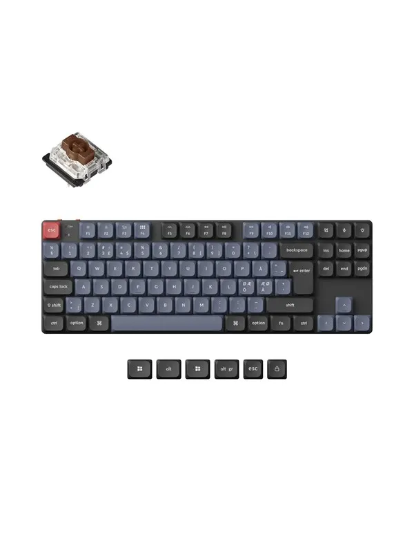 Keychron K1 Pro QMK/VIA Wireless RGB Hot Swap Low Profile Brown - Gaming Keyboard - Utan numpad - Nordisk - Svart