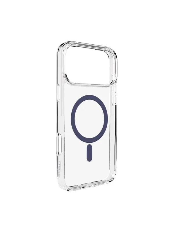 Puro Lite Mag TPU+PC Case Compatible with MagSafe for iPhone 17 Pro - Transparent with Blue Ring