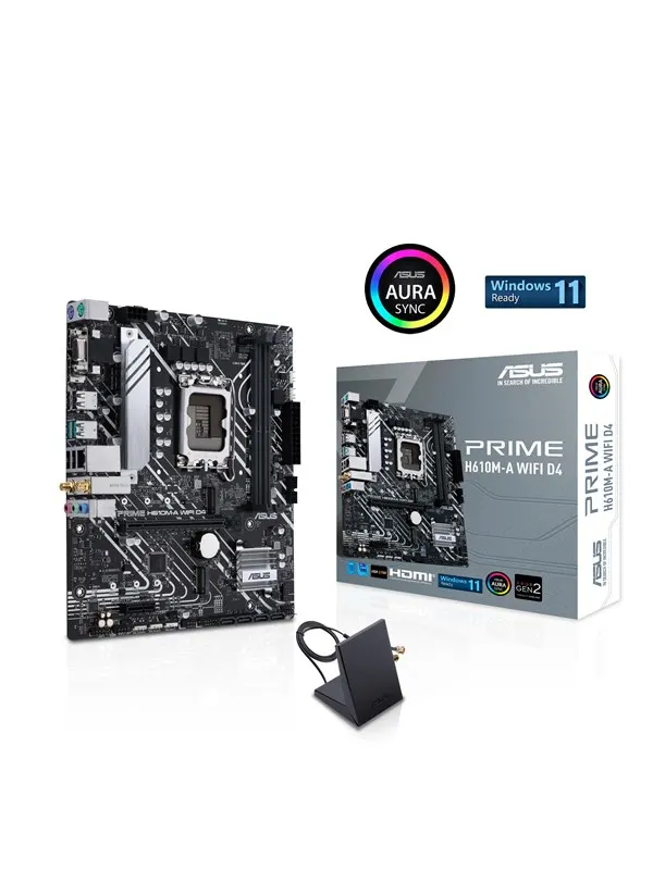 ASUS PRIME H610M-A WIFI D4 Moderkort - Intel H610 - Intel LGA1700 - DDR4 RAM - Micro-ATX