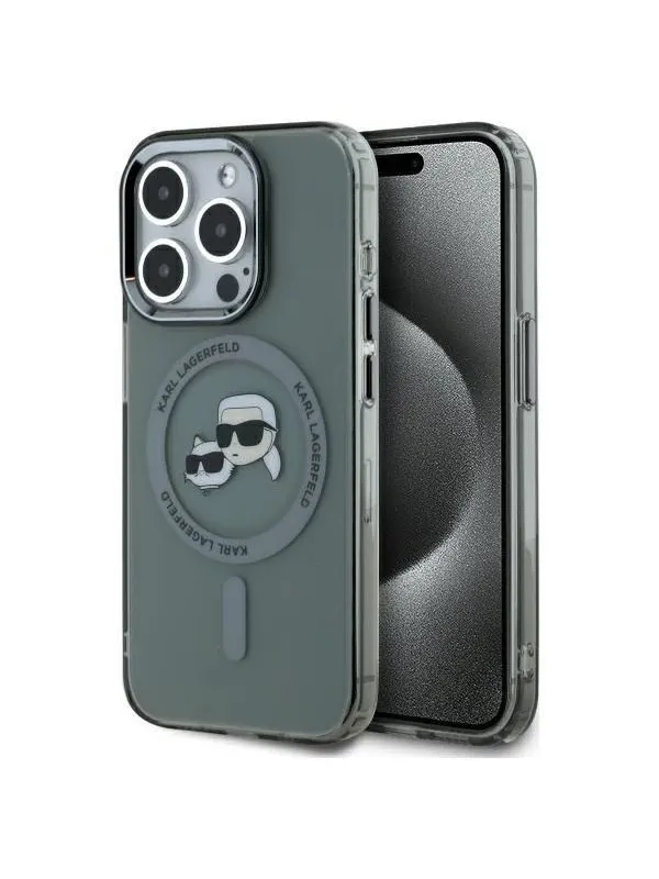 Karl Lagerfeld KLHMP15XHLSKCK iPhone 15 Pro Max 6.7" black/black hardcase IML Metal Karl&Choupette Head MagSafe