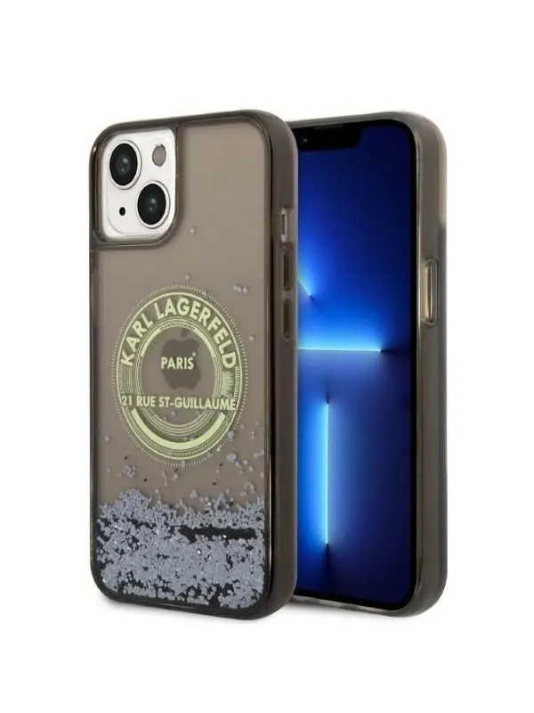 Karl Lagerfeld Liquid Glitter RSG case for iPhone 14 Plus - black