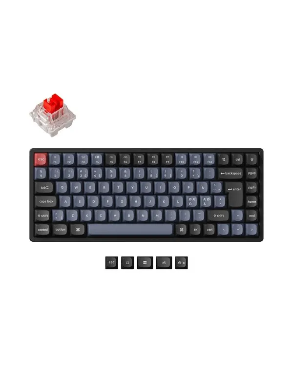Keychron K2 Pro QMK/VIA Wireless RGB Hot Swap K Pro Red - Gaming Keyboard - Utan numpad - Nordisk - Svart