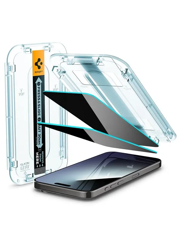 Spigen Glass tR EZ Fit (Privacy) 2 Pack - transparency - iPhone 15 Pro